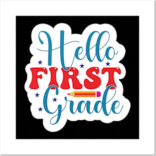 Hello 1st Grade Back To School First Day Posters and Art